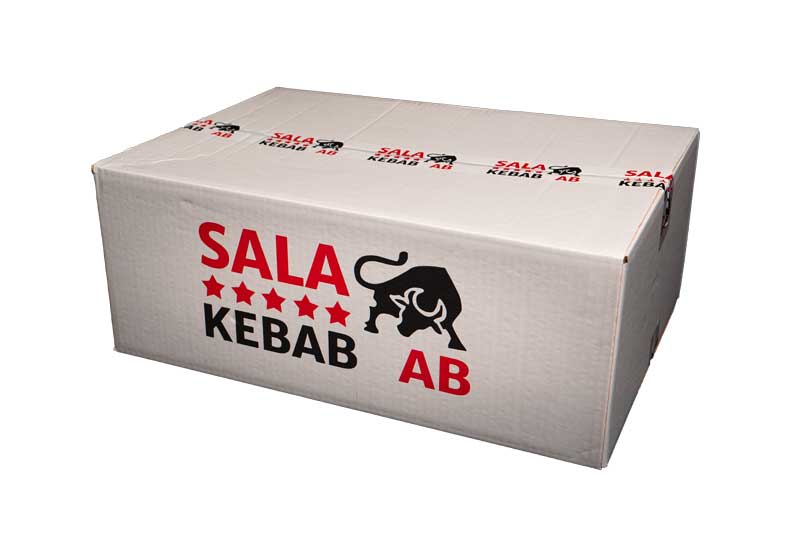 Stor kartong med produkter från Sala Kebab